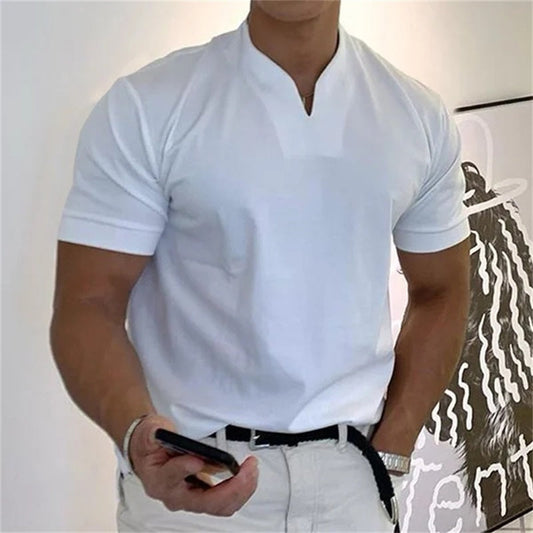 Men Gentlemans Business Short Sleeve Fitness T-shirt(Buy 2 free shipping）