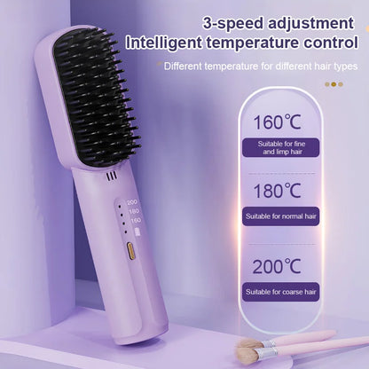 🎁New Gift💟Negative ions do not hurt hair-Portable cordless mini hair straightening comb