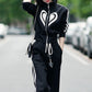 Stand Collar Zipper Sweatshirt and Wide Leg Pants 2-piece Set